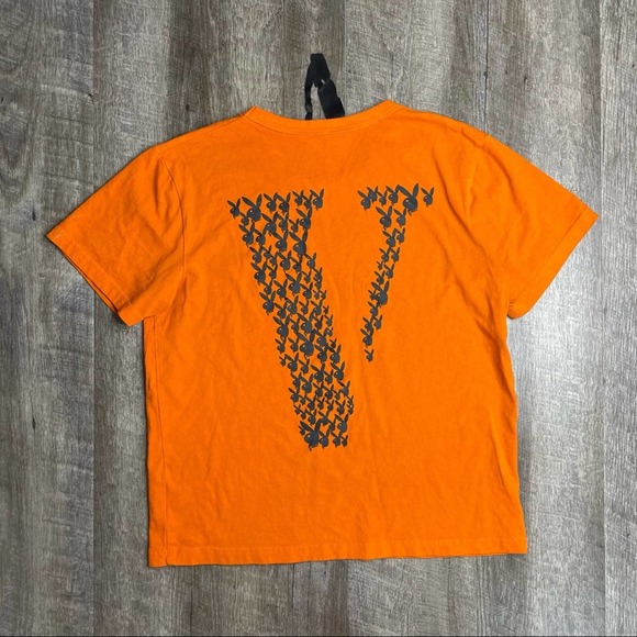 Playboy x Vlone x Playboi Carti Collab Orange T Shirt Size Medium - Picture 4 of 8
